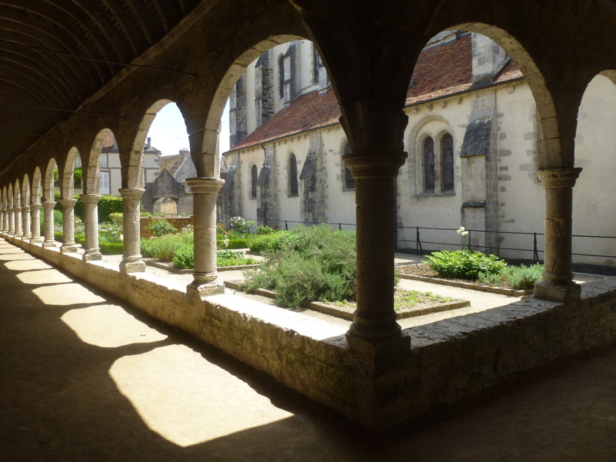 Medieval cloister and garden of the village of Donnemarie-Dontilly, close to Provins