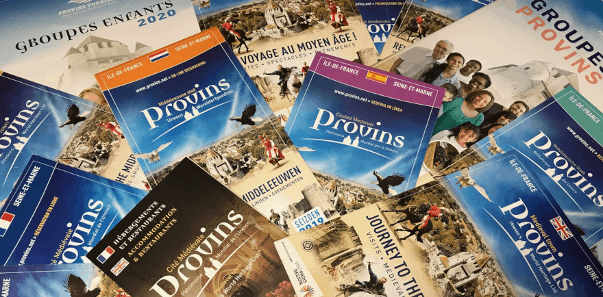 Brochures éditées par l'Office de Tourisme Intercommunautaire de Provins Tourisme, entre Basée, Montois et Morin