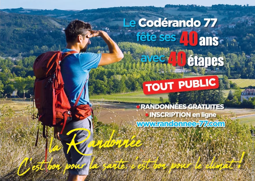 Le Tour de la Seine-et-Marne 2023, 40 étapes de randonnées pédestres dans la région de Provins et dans toute la Seine-et-Marne, pour célébrer les 40 ans du Coderando77